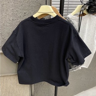 Áo thun cotton ngắn tay thiết kế in mực tinh khiết cho bé trai và bé gái Áo thun cotton nguyên chất