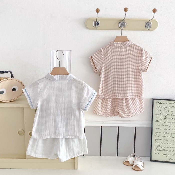 bộ đồ ngủ cho bé, đồ ngủ, bộ mỏng mùa hè, áo sơ mi ngắn tay bé trai và bé gái, quần short, bộ đồ