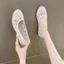 mùa hè rỗng gân thoáng khí đáy giày vải Bắc Kinh cũ cho nữ giày lưới ren thoáng khí đáy phẳng nô