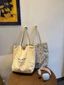 New White Leopard Print Korean Double-sided Shoulder Bags Large Capacity Canvas Bags Versatile F
