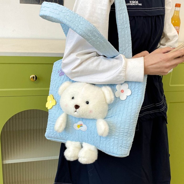 New Ins Cute Plush Doll Bear Plush Toy Shoulder Handbag Winter Versatile Gift For Girls Cute