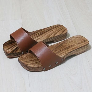 dép gỗ phong cách mới, guốc nữ, giày gỗ gia đình mùa hè, dép và dép xỏ ngón, miễn phí vận chu