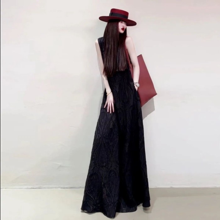New Summer Style Loose Casual Holiday Style Slimming Flesh-covering Sleeveless Long Skirt Wom