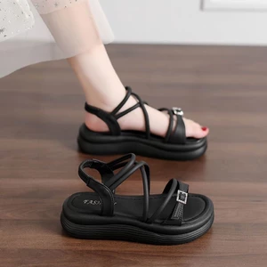 Sandal nữ mùa hè với chân váy, giày đi biển đẹp không mỏi chân, sandal đế dày đính đá