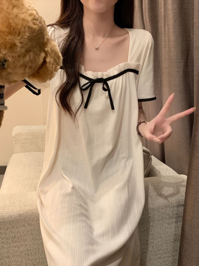 Summer Nightgown Summer Internet Celebrity Short Sleeve Internet Celebrity Style Student Cute Ap