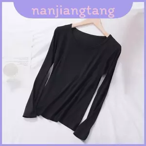 Áo ngủ dài tay nhẹ Modal dành cho nữ với thiết kế màu trơn cho mọi mùa