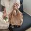Túi Dệt Kim Mùa Thu Đông Mới Bãi Biển Rỗng Kỳ Nghỉ Retro Dệt Kim 1 Vai Dung Tích Lớn Tote Thư