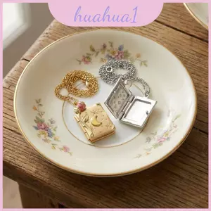 Vòng cổ sách cổ điển lãng mạn với họa tiết hoa hồng có thể mở bằng tông màu vàng và bạc dành cho nữ