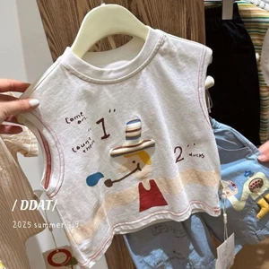 bộ phim hoạt hình mùa hè dành cho trẻ em áo ba chiều cotton nguyên chất phần mỏng cho bé trai và