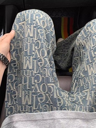Quần jean in chữ đầy đủ Paris dành cho nam, quần sang trọng nhẹ nhàng mùa xuân và mùa thu, qu