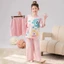 bộ đồ ngủ bé gái phong cách mùa hè quần ngắn tay trẻ em trẻ em lớn bé gái phong cách hoạt hình q