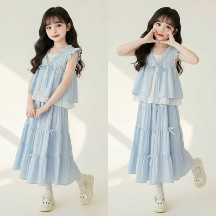 mùa hè váy dài nơ kiểu công chúa kiểu mới váy siêu cổ tích dành cho trẻ trung niên trở lên