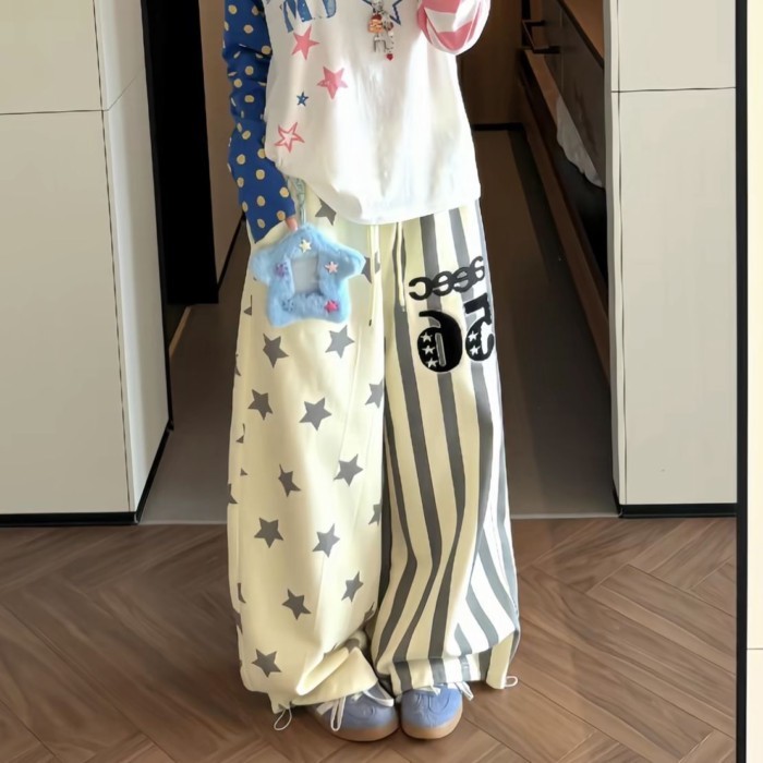 American Slim-fitting Internet Celebrity Ins Dopamine Retro Summer All-over Printed Stars Loo