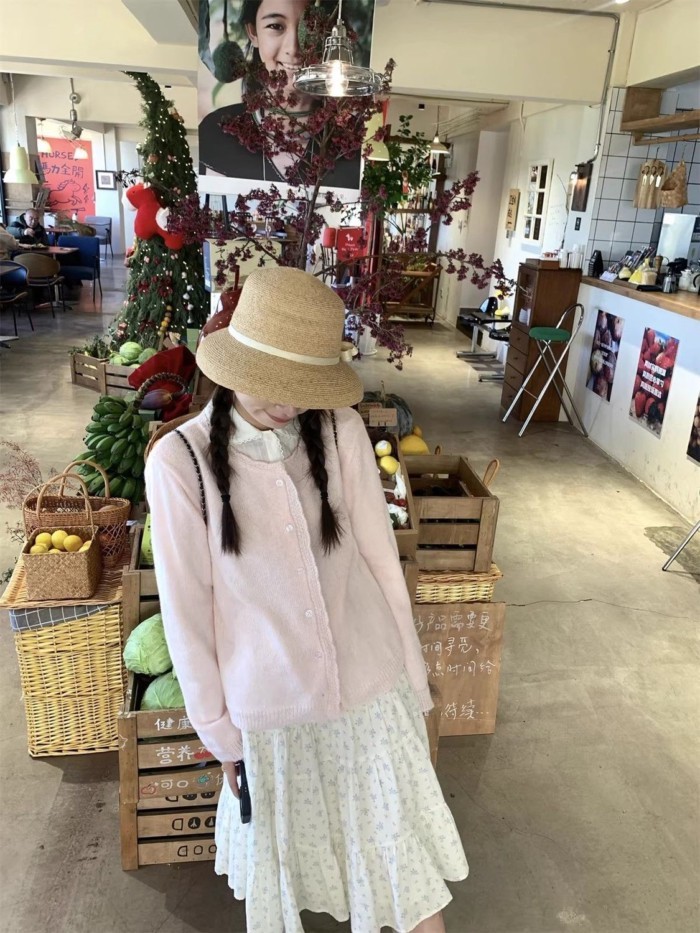 Truyện Cổ Tích Ba Lớp In Bánh Ngọt Ngào Nút Eo Midi Váy Midi Chữ A