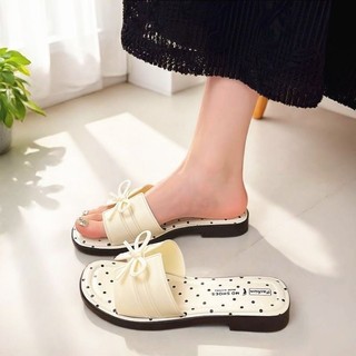 Popular Summer Fragrance New Style Slippers, Bow Square Toe, Fashionable Korean Version, Non-s