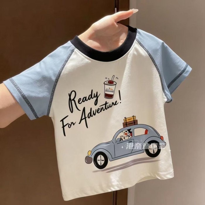 mẫu áo thun ngắn tay cotton nguyên chất hoạt hình kiểu dáng trẻ em mùa hè dành cho bé gái và bé