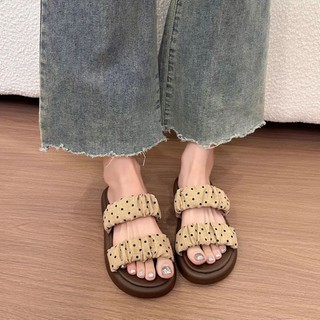 Polka Dot Thick-soled Slippers For Women's Outer Wear Summer New Style Huge Good-looking Non-