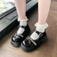 Retro Đa Năng Đế Dày Tăng Chiều Cao Gothic Nhỏ Giày Da Nữ Mùa Xuân Ngọt Nơ Mary Jane Giày