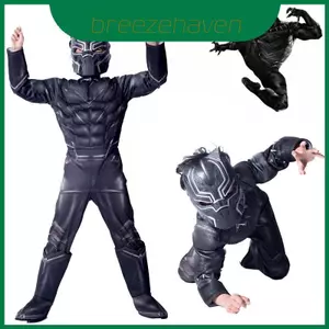 Bộ đồ Cosplay Black Panther rực rỡ dành cho trẻ em với họa tiết và thiết kế siêu anh hùng độc đáo