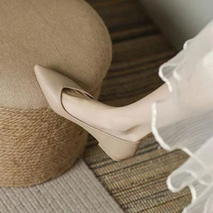 Giày bệt mũi nhọn nữ bốn mùa, giày lười đế mềm mới, kiểu nhỏ thơm, gót thấp, phong cách cổ tích