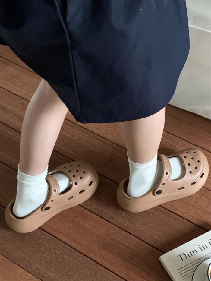Áo khoác ngoài mùa hè Dép đế dày đi biển, đơn giản và không ngột ngạt, chống trượt Mary Jane