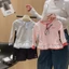 mùa xuân mới bé gái cotton nguyên chất phối ren áo sơ mi dài tay có đáy ngọt ngào và đa năng dàn