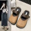 Mũi tròn đế bệt phối chân váy, giày đa năng, Birkenstocks nhẹ nhàng kiểu Pháp, giày Mary Jane ch