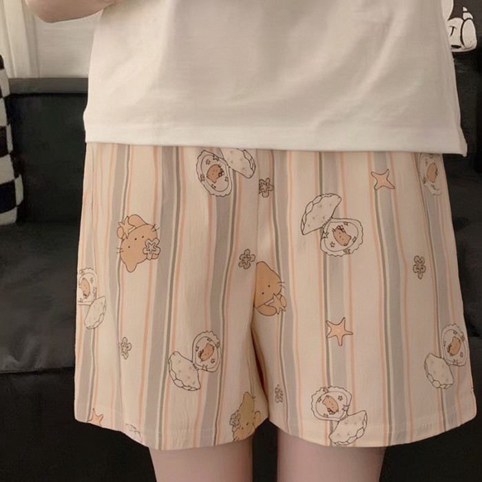 bộ đồ ngủ rộng rãi mùa hè giản dị phong cách Nhật Bản mây cotton hoạt hình dễ thương đi bộ về nhà