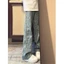 Quần jeans bootcut jacquard in chữ đầy đủ dành cho nam trong mùa hè Quần ống đứng nam thiết k