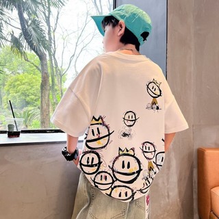 Áo thun cotton mùa hè ngắn tay cho bé trai, kiểu dáng mùa hè cho trẻ em vừa và lớn, đẹp và rộng rãi