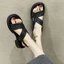 Sandals For Women Summer New Style Square Toe Thick Heel Open Toe Roman Shoes Fairy Style