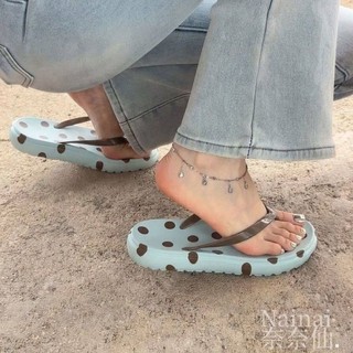 Polka-dot Flip-flops For Women's Summer Outer Wear, Thick-soled Flip-flops, Beautiful And Not