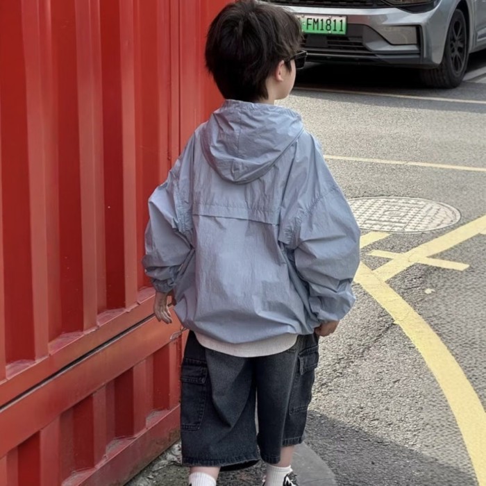 bé trai băng lụa quần áo chống nắng quần áo chống nắng mùa hè cho trẻ em quần áo mùa hè thời tra