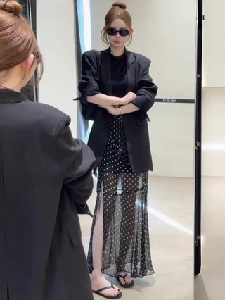 Váy chấm bi không đều phong cách Hepburn của Pháp dành cho nữ mùa xuân mới khí chất retro váy