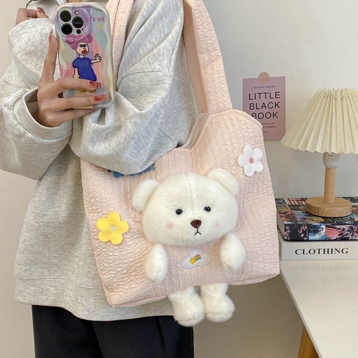 New Ins Cute Plush Doll Bear Plush Toy Shoulder Handbag Winter Versatile Gift For Girls Cute