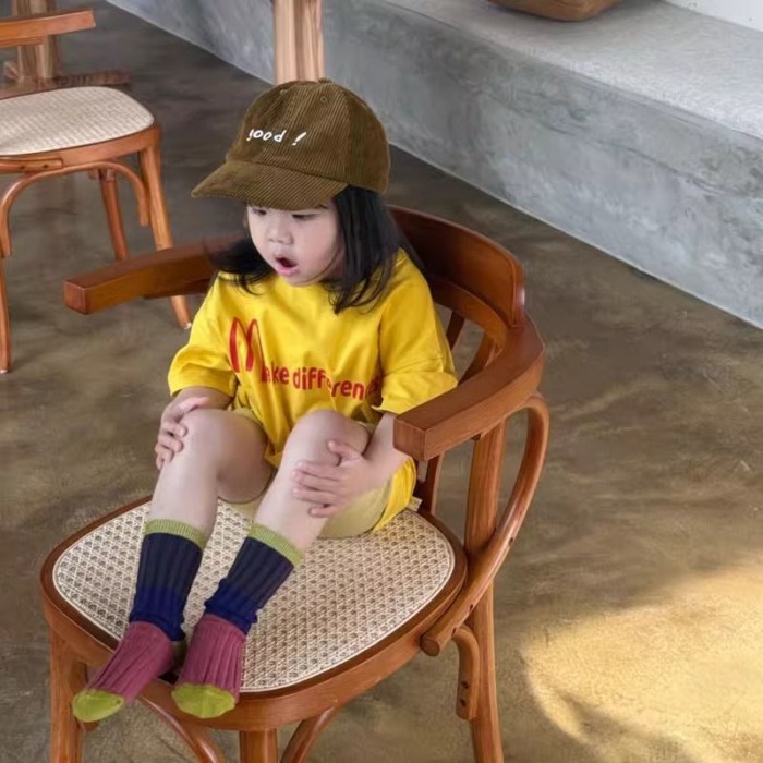 Girls Short Sleeve T-shirt New Summer Clothing Children's Letter Printed Round Neck Top Casua