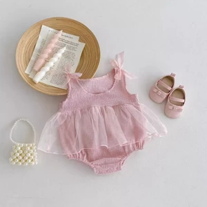 Mùa Hè Cho Bé Onesie Quần Áo Công Chúa Ngọt Ngào Mỏng Phong Cách Phương Tây Dễ Thương Cho Bé Quầ