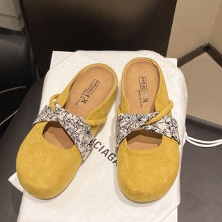 Yellow Inner Height 5CM Birkenstock Shoes For Women Spring And Summer Retro Thick-soled Slip-