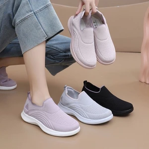 Giày lưới dệt mùa xuân, giày đi bộ chống trượt đế mềm trung niên và già, giày vải