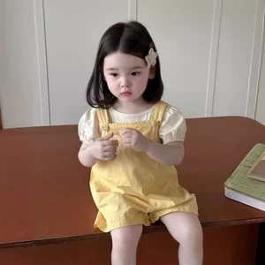Bộ quần áo liền quần ngắn tay dành cho trẻ em Bộ đồ cotton nguyên chất mùa hè mỏng quần áo trẻ e