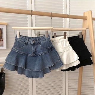 Quần culottes denim bé gái mùa hè dài vừa cho trẻ em quần culottes xếp li dài mùa hè quần áo trẻ em