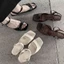 Giày sandal có khóa một từ đơn giản theo phong cách retro của Pháp dành cho nữ Giày La Mã rỗn
