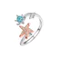 Nhẫn đồng mở trang trí Zirconia với thiết kế hình rùa và ngôi sao cho phong cách nữ