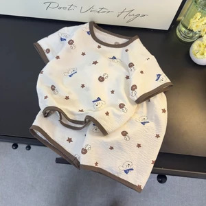 quần short trẻ em mới, đồ mặc ở nhà, vest ngắn tay, đồ ngủ mỏng mùa hè cho bé, áo khoác ngoài má
