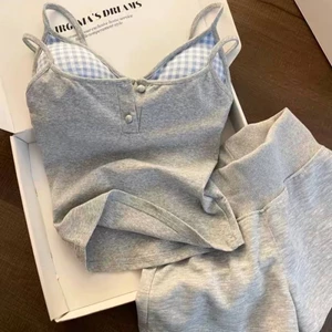 Bộ đồ ngủ có đệm ngực, quần đùi nữ có dây gợi cảm, bộ đồ mặc ở nhà, giả hai mảnh gợi cảm