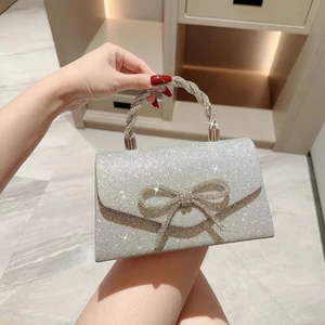 Túi xách nữ thời trang nơ phong cách mới có đính kim cương Túi xách nữ nhỏ thơm phong cách lấ