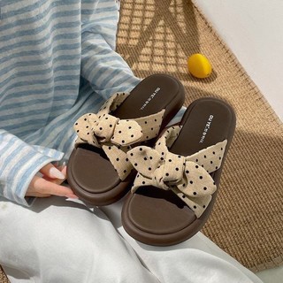 Thick-soled Slippers For Women For Summer Outer Wear, New Style With Skirt, Polka-dot Bow, Se