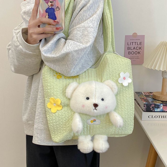 New Ins Cute Plush Doll Bear Plush Toy Shoulder Handbag Winter Versatile Gift For Girls Cute