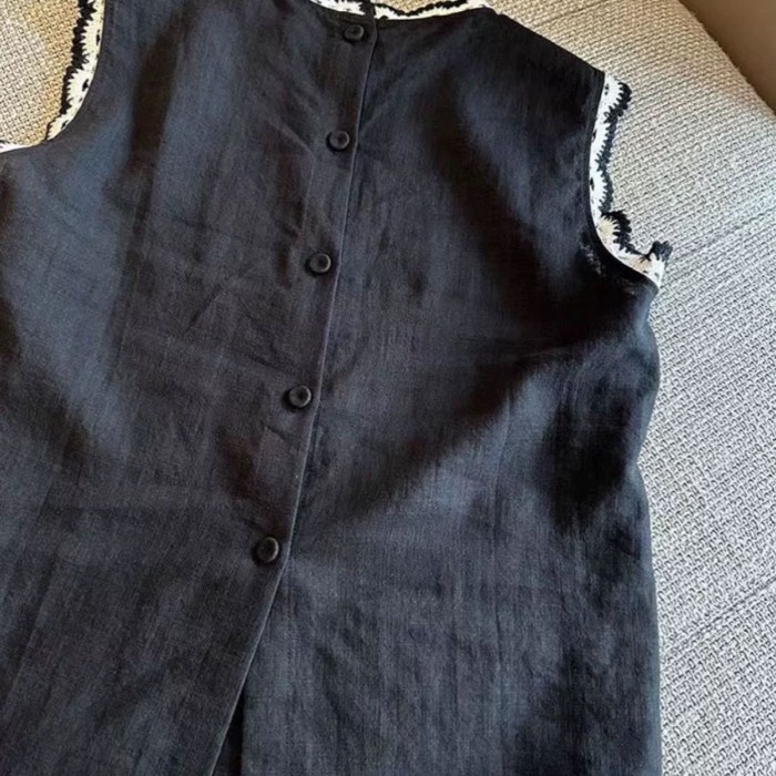 áo vest đen nữ mùa xuân hè cao cấp áo vest móc ren nhẹ