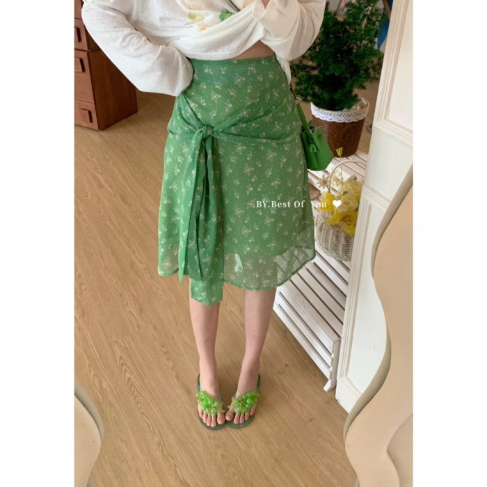 Lan ~ Thiết Kế Pháp Cảm Thấy Váy Ren Hoa Xanh Nữ Mùa Hè Phong Cách Mới Cao Cấp Ôm Hơn Nhìn Nhẹ Hơn Váy Giữa Chiều Dài